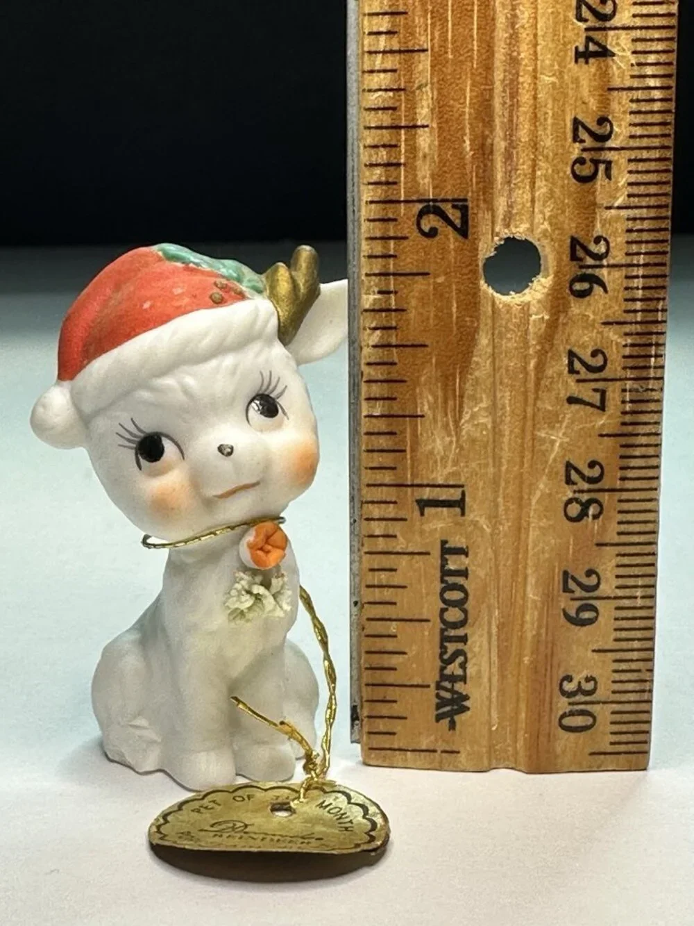 Napcoware Christmas Reindeer Figurine Pet Of The Month December Tag Japan 9879